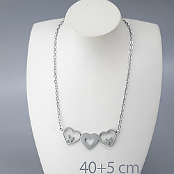 Підвіска "Ажурні Серця" з цирконієм, р.40+5, медичне золото Xuping, stainless steel, родій
