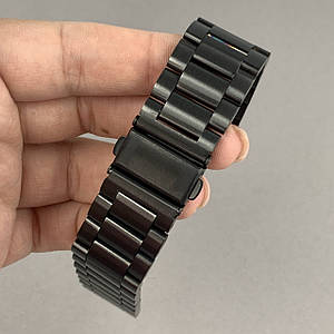 Ремінець металевий блоковий 20 мм для годинника Xiaomi / Samsung / Huawei чорний stl