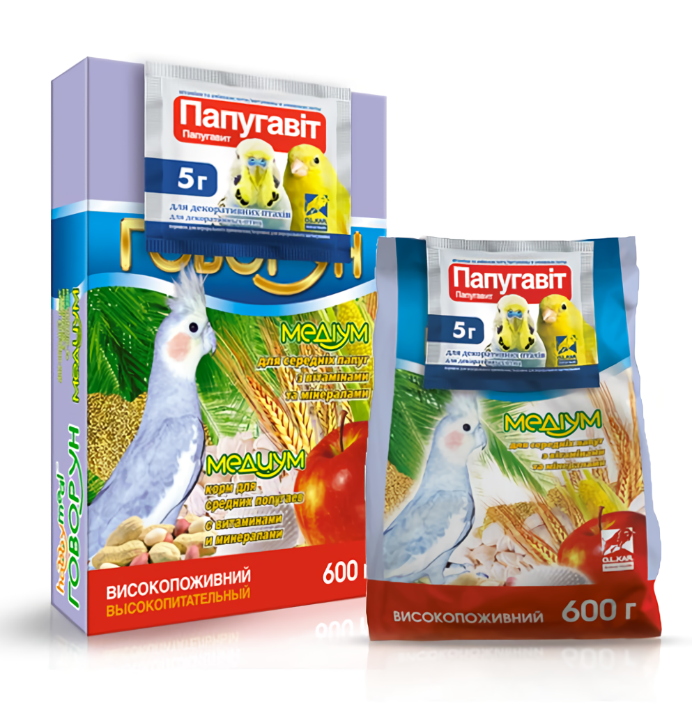 Корм Хоббі Міл Говорун Медіум для середніх папуг 600 г, O.L.KAR