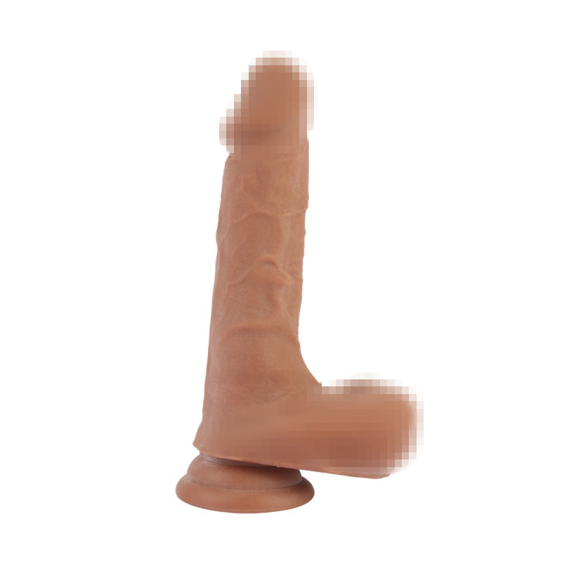Тілесний реалістичний двошаровий фалоімітатор, Ділдо з мошонкою на присосці (20 см), фото 1