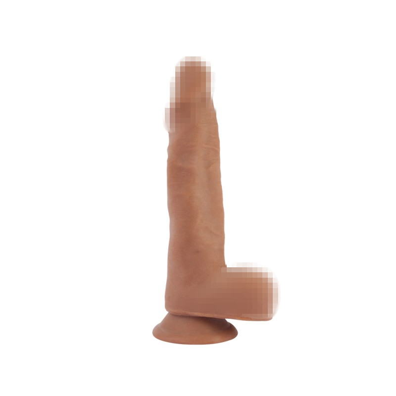 Тілесний реалістичний двошаровий фалоімітатор, Великий дилдо з мошонкою на присосці (22 см)