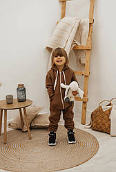 Теплий спортивний костюм для дівчинки кольору мокко, тринитка на флісі