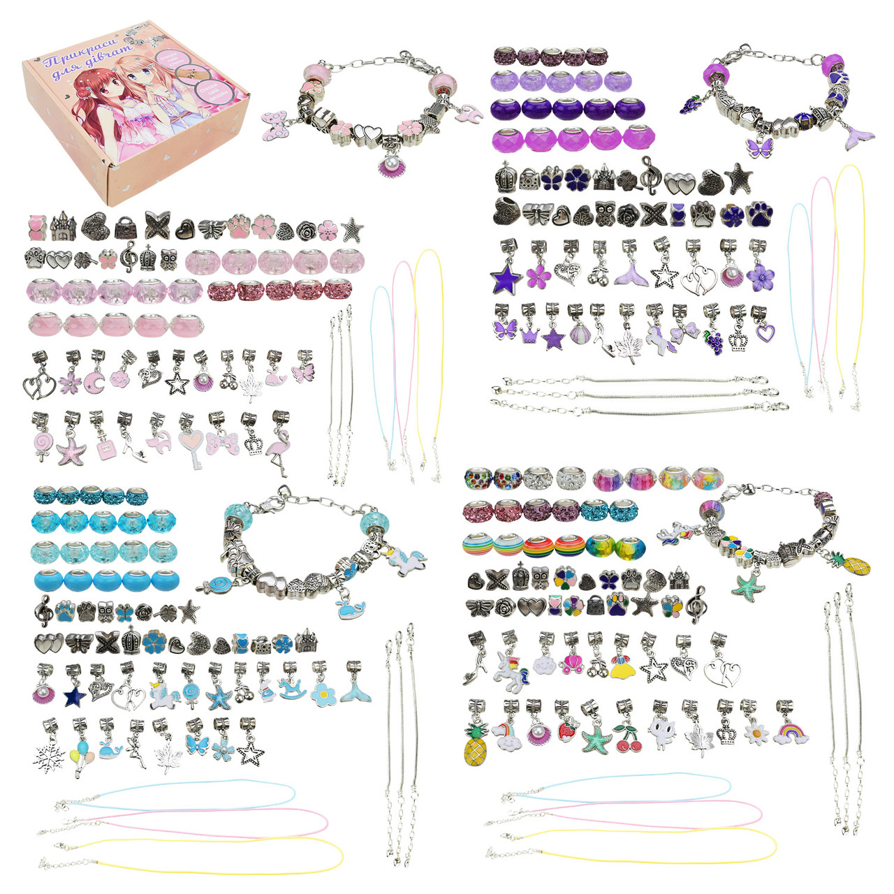 Набір прикрас B4350 типу Пандора: браслети, підвіски, шарми, фото 1