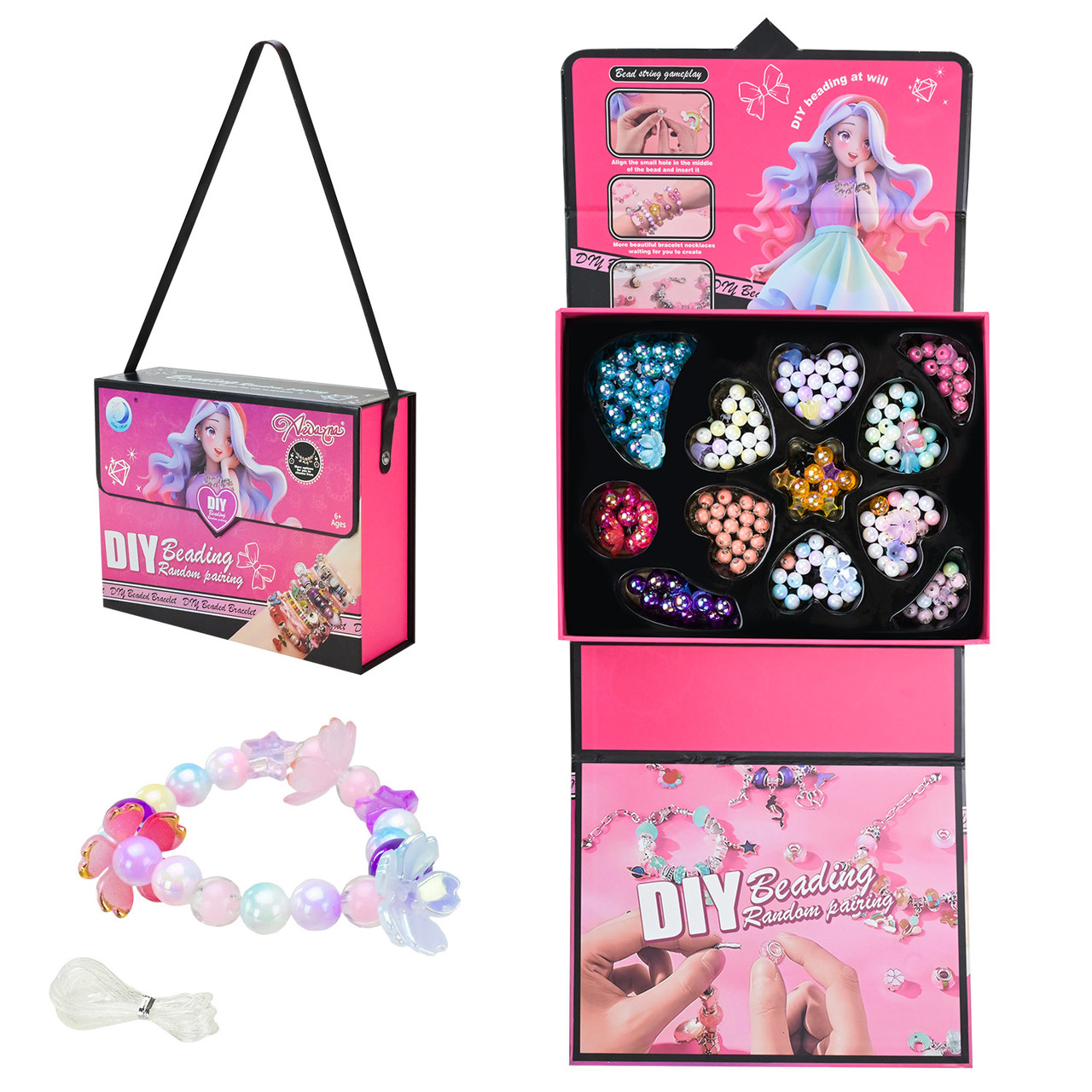 Набір прикрас B4349 сумочка з металевими та пластиковими намистинами та аксесуарами, фото 1