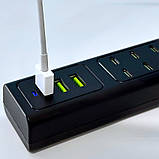 HUB-адаптер, подовжувач US-D01 28W, 6Type-C, 3USB, 5.6A, 110-265V, 1 м, чорний, фото 3