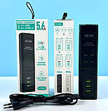 HUB-адаптер, подовжувач US-D01 28W, 6Type-C, 3USB, 5.6A, 110-265V, 1 м, чорний, фото 6