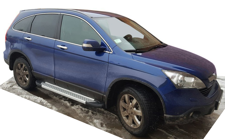 Бічні пороги Allmond Grey на Honda CR-V 2007-2011 Пороги майданчика Хонда ЦР-В 2 шт., фото 1