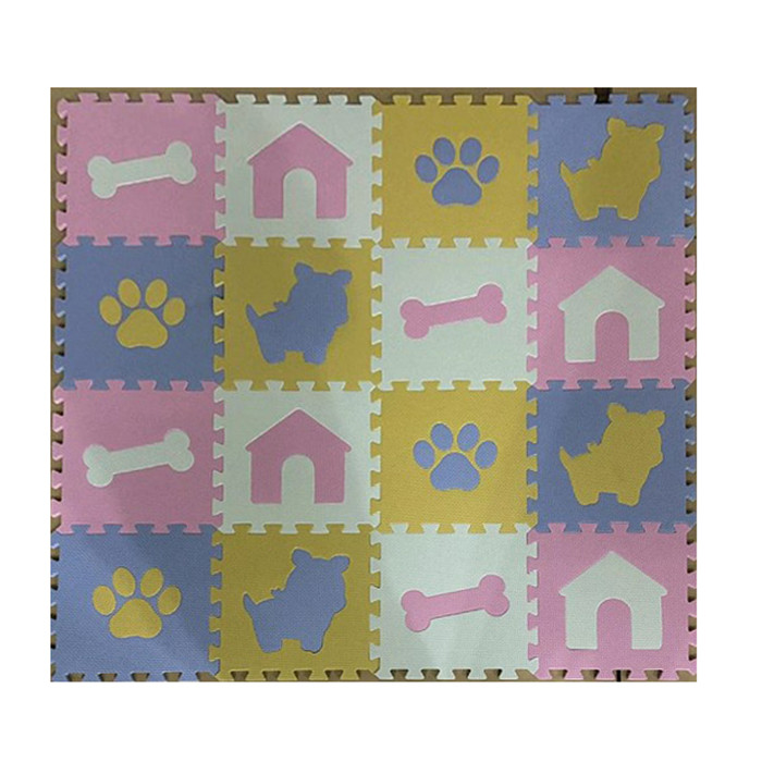 Розвиваючий килимок-пазл EVA (тварини, 16 деталей, 20 деталей огорожа, пазли, в пакеті) MR 1291, фото 1