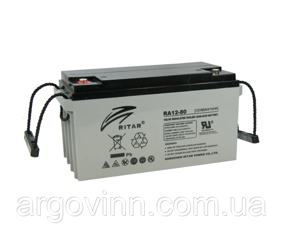Акумуляторна батарея AGM RITAR DC12-80, Gray Case, 12V 80Ah (350 x 167 x 182), 22.9 kg Q1