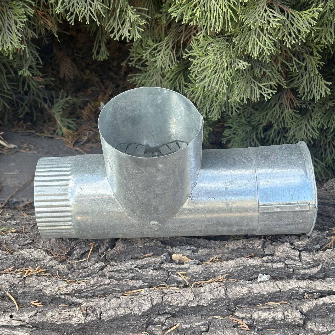 Трійник димаря з заглушкою одностінний D100-90° 0,5 мм оцинкований, фото 1