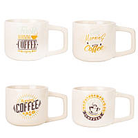 Керамічна чашка "Morning Coffee Vibes" 400 мл, 4 дизайни, паковання 12 шт.