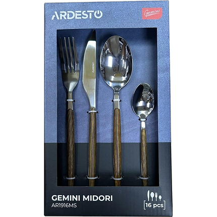 Набір столових приладів Ardesto Gemini Midori 16 приладів AR1916MS, фото 1