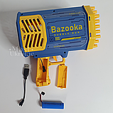 Пістолет генератор мильних бульбашок автоматичний Bubble Gun 69 отворів з підсвічуванням Блакитний, AD-19-Blue, фото 5