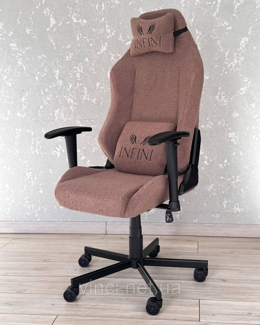 Комп'ютерне крісло із тканини ЕКОХУТРО Коричневе BOUCLE НОВИНКА, фото 1