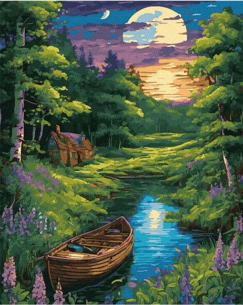 Пейзажі картини за номерами човник 40х50см Rainbow Art GX47371 Картина розмальовка за цифрами природа