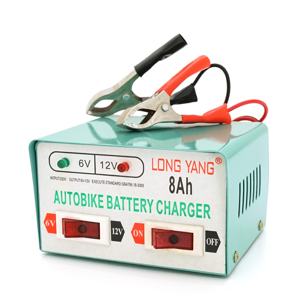 Автомобільне ЗУ 6V/12V 8А, з індикацією, AC 200V-240V, DC 6V-12V/0.9A + крокодили, Q20