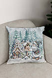 Наволочка Новорічна на подушку 45х45 см, гобелен з велюром, фото 2