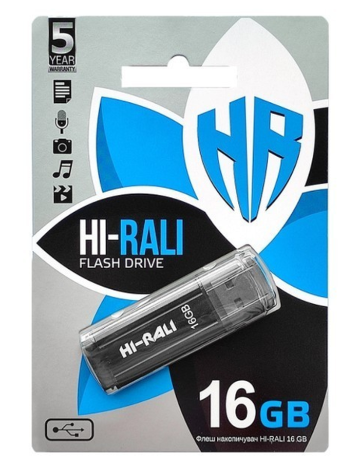 USB флешнакопичувач Hi-Rali 16 GB/HI-16GBSTBK (Гарантія 3года)