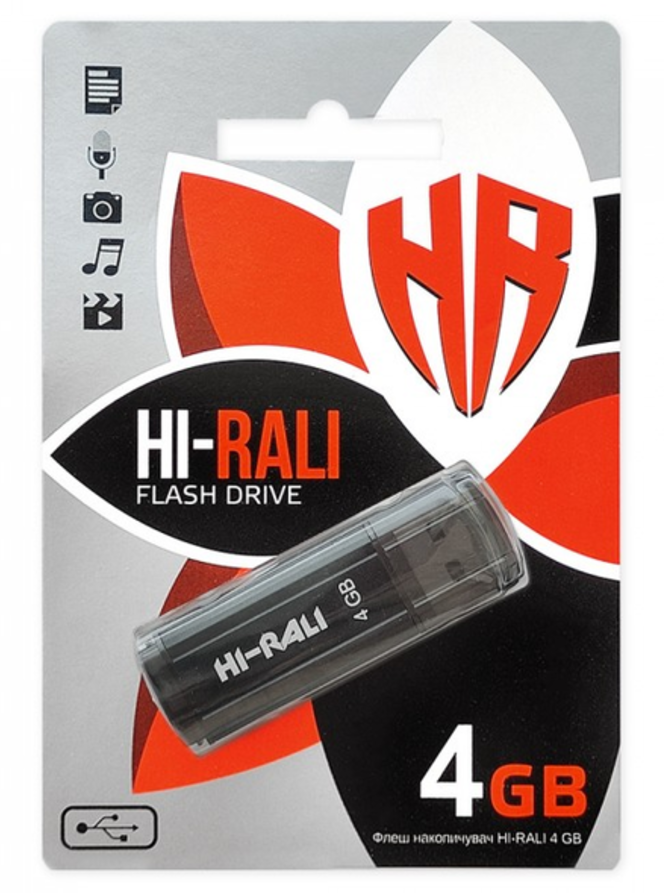 USB флеш накопичувач Hi-Rali 4GB/ HI-4GBSTBK (Гарантія 3 роки), фото 1