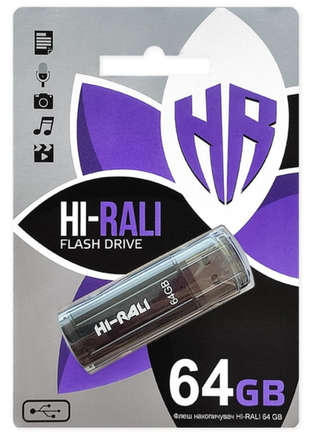 USB флешнакопичувач Hi-Rali 64 GB/HI-64GBSTBK (Гарантія 3 року)