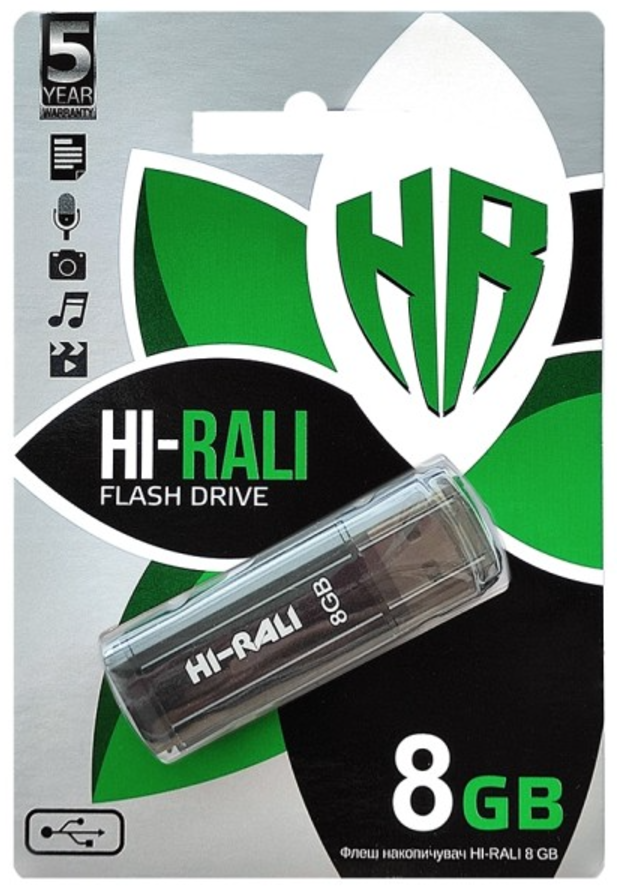 USB флешнакопичувач Hi-Rali 8 GB/HI-8GBSTBK (Гарантія 3года)