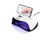 Лампа для манікюру SUN BQ-V9 UV + LED 168W з підставкою для телефону, біла, фото 4