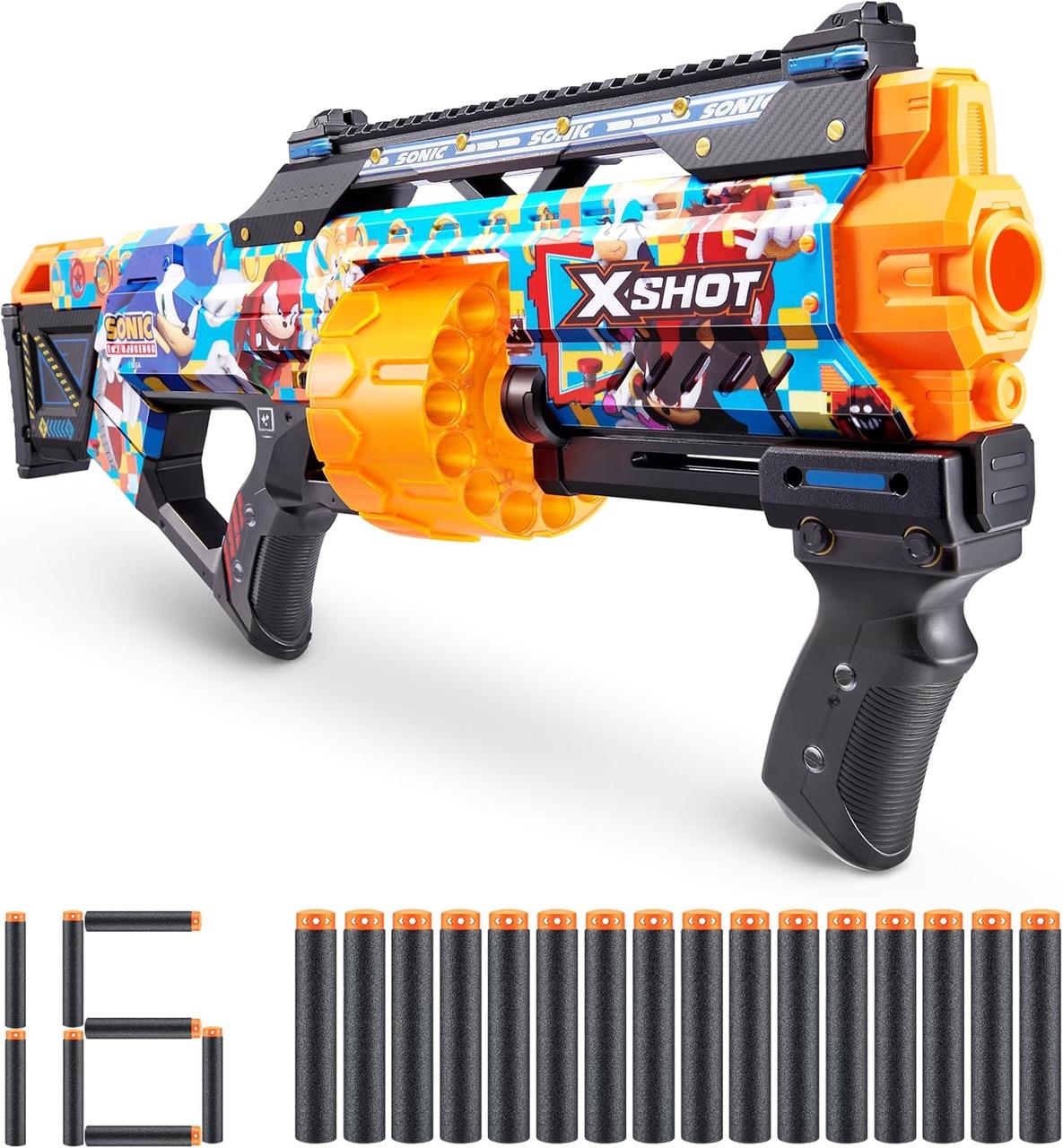 Швидкострільний бластер X-SHOT Skins Last Stand Blaster - Modern Sonic Skin with 16 Darts 16 набоїв B0C13GTS5M