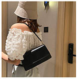 Дефект! Жіноча класична сумка чорна 5600 багет через плече клатч на короткій ручці, фото 7