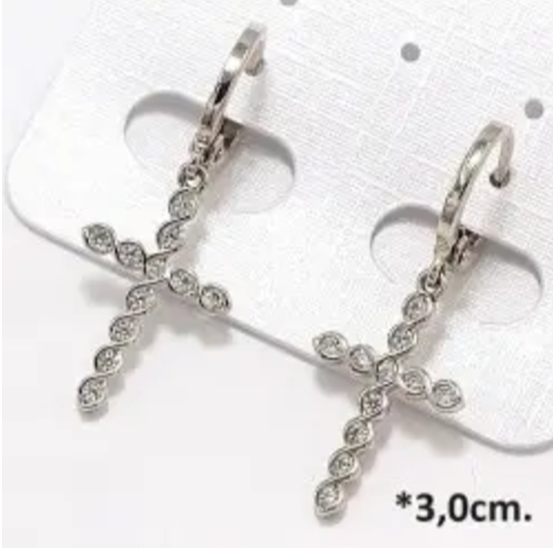 Сережки хрестики медичне золото під срібло, фото 1