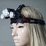 Універсальний налобний ліхтарик з трьома світлодіодами та регульованим нахилом RJ-3000, фото 3