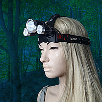 Універсальний налобний ліхтарик з трьома світлодіодами та регульованим нахилом RJ-3000