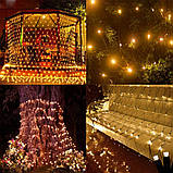 200 світлодіодних сонячних сітчастих світильників, 3M x 2M сітчасті казкові гірлянди, 8 режимів зовнішніх атмосферостійких штор, фото 2