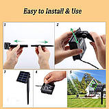 200 світлодіодних сонячних сітчастих світильників, 3M x 2M сітчасті казкові гірлянди, 8 режимів зовнішніх атмосферостійких штор, фото 4