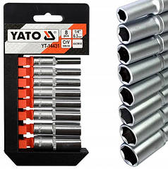 Набір торцевих головок подовжених YATO 1/4" М5.5-13 мм шт 8 YT-14431