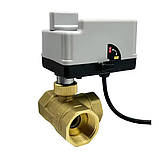 Кран кульовий триходовий DN25 з електроприводом 220 вольтів, фото 2