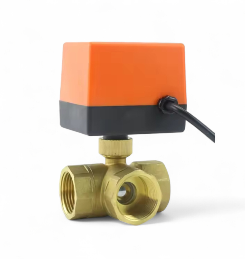 Кран кульовий триходовий DN25 з електроприводом 220 вольтів, фото 1