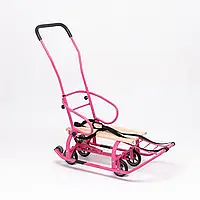 Санки дитячі на колесах Патріот рожеві