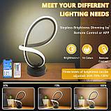 Приліжкова лампа TECKZOON, Спіральний стіл RGB, затемнений світлодіодний світильник, Управління додатком, Музичний режим, фото 6