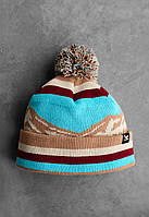 Шапка Стаф Чоловіча Бежева З Помпоном Базова Зимова Staff Mountain Ador