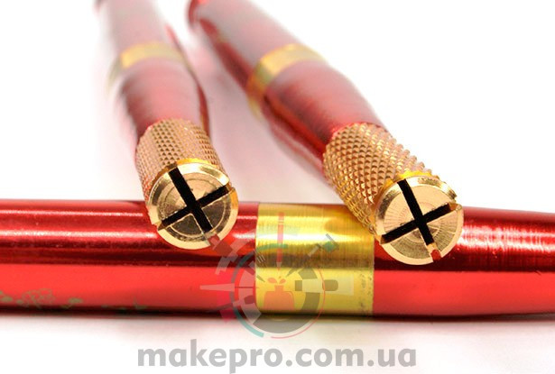 Маніпула для мікроблейдінга одностороння для плоских голок (червона з золотом), фото 1