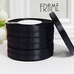 Атласна стрічка 0,6 см, №39 чорний, рулон 33 м