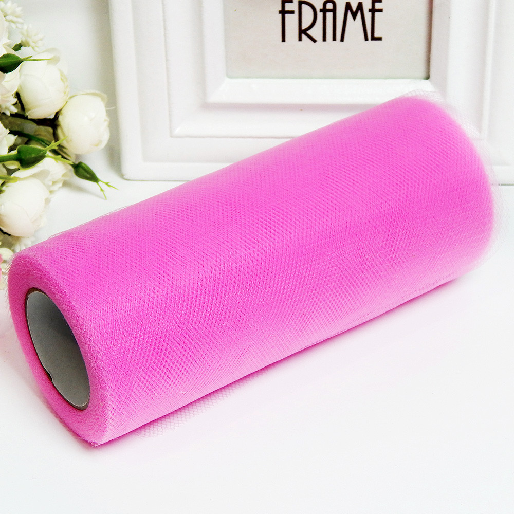 Фатин рулончик 23 м, ширина 15 см, колір 71 насичений рожевий