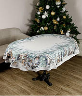 Скатертина овальна на Новорічний стіл 135х240 см., гобеленова