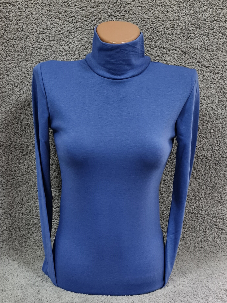 Водолазка гольф жіночий Leliss теплий на флісі однотонний класичний із коміром стійка синій розмір 42-46
