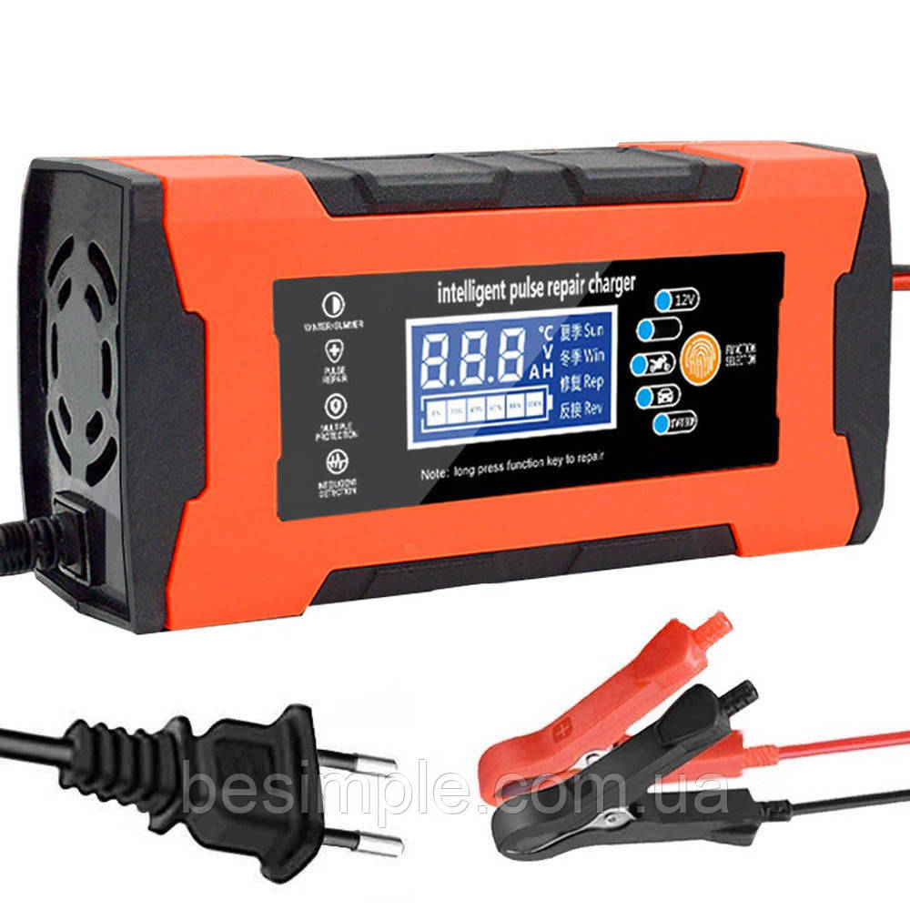Зарядний пристрій для акумуляторів 12V/10A з дисплеєм / Універсальна зарядка акумулятора авто