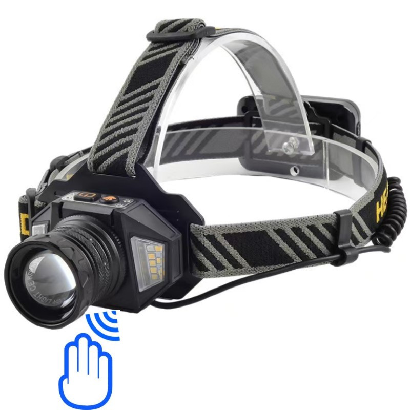Ліхтар налобний T503A-2TG (white+yellow)+SMD (white+red), Motion Sensor, Li-Ion акумулятор, power bank, ЗП