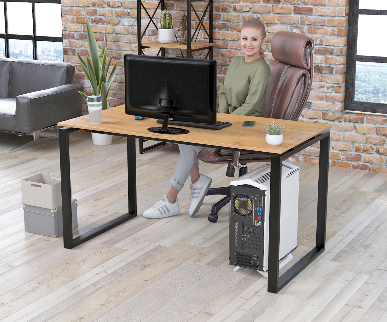 Письмовий стіл Loft design Q-135 Black Дуб Крафт золотий