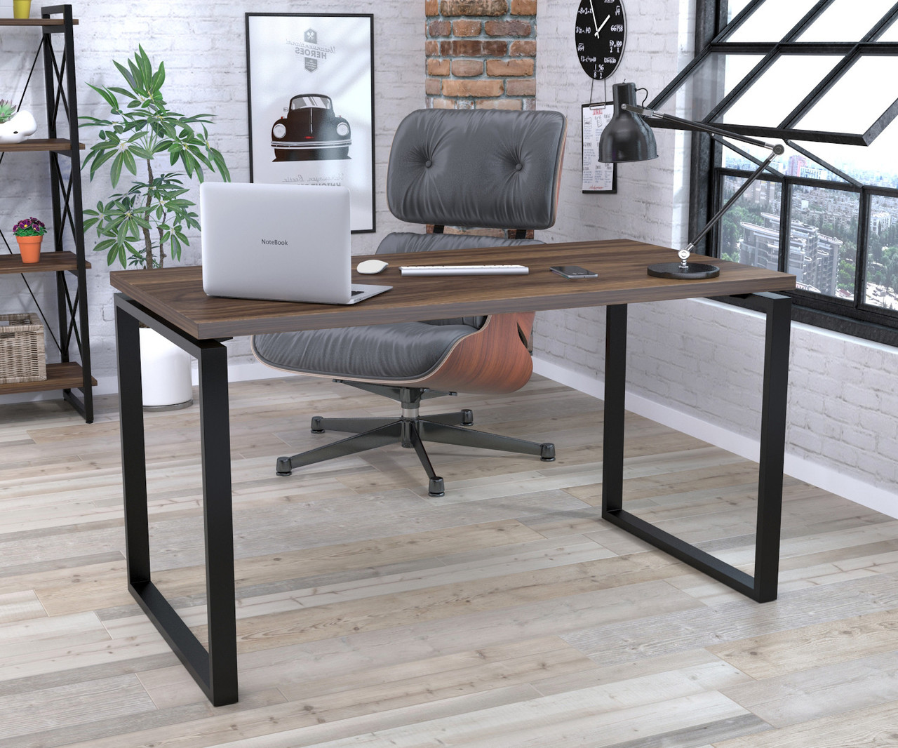Письмовий стіл Loft design Q-135-36 Black Горіх Модена