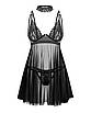 Бебі-дол та стрінги та чокер чорного кольору Obsessive Donarella babydoll & thong розміри M/L Talla, фото 3