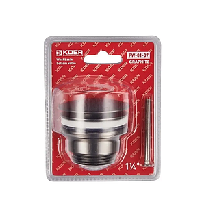 Донний клапан для умивальника KOER PW-01-07 1 1/4" (кнопка) (Графіт) (KR3404) kr